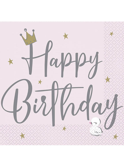 16 serviettes cygne rose (33x33cm) - Swan Birthday