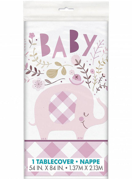 Nappe éléphant rose baby Shower - Pink Floral Elephant