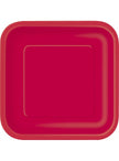 16 petites assiettes carrées rouges (18 cm) - Gamme couleur unie