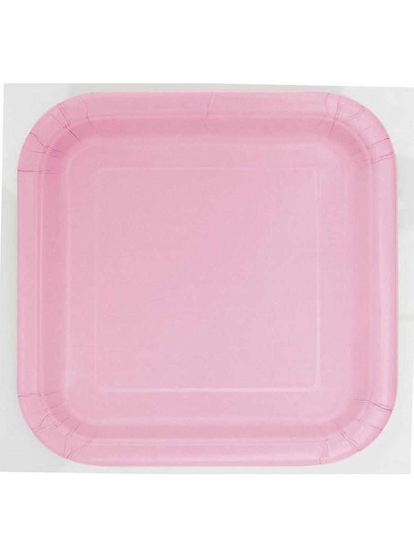 14 assiettes carrées rose clair (23 cm) - Gamme couleur unie