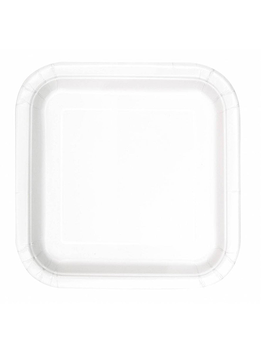 14 assiettes carrées blanches (23 cm) - Gamme couleur unie