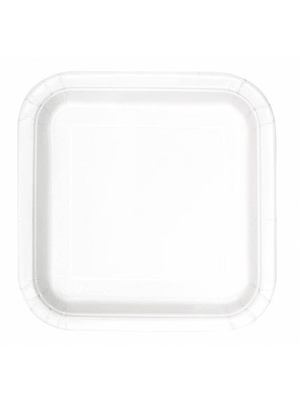 14 assiettes carrées blanches (23 cm) - Gamme couleur unie