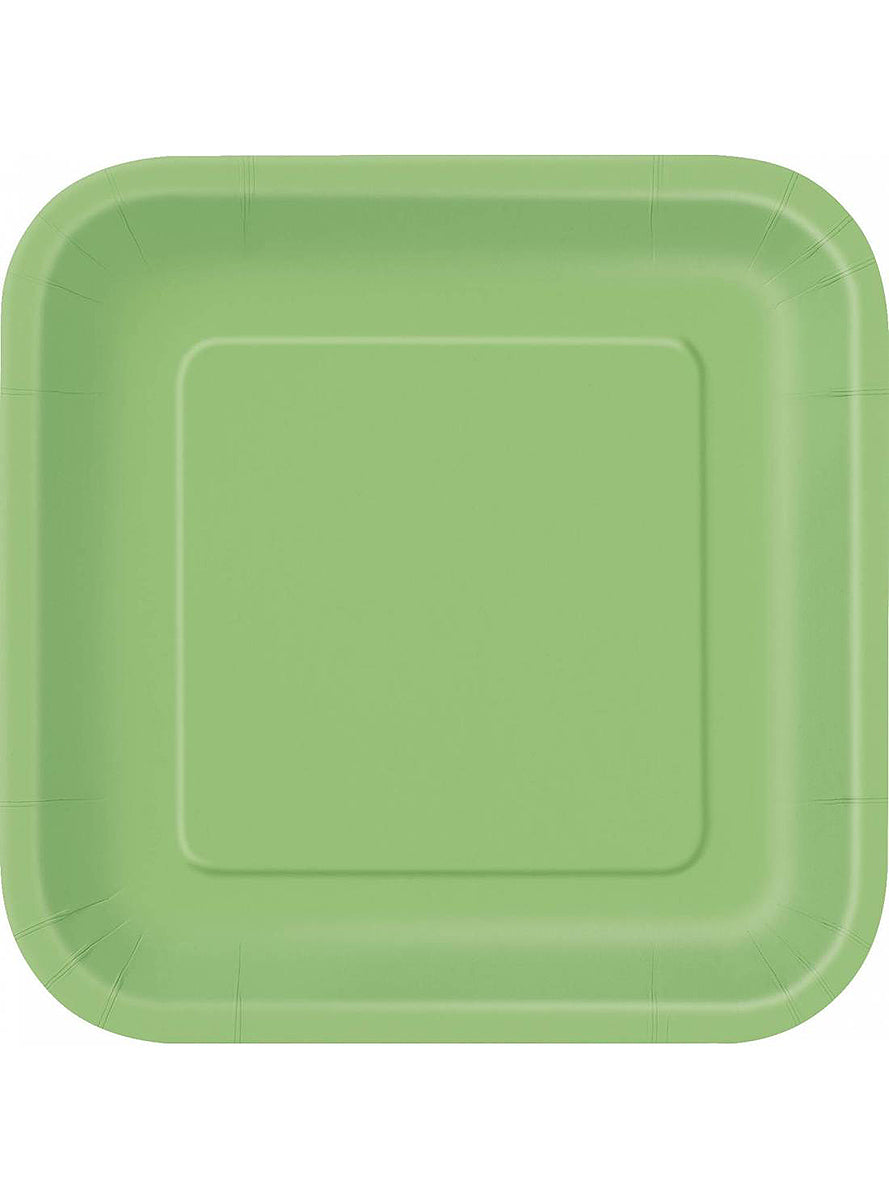 14 assiettes carrées verte citron (23 cm) - Gamme couleur unie
