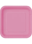 14 assiettes carrées roses (23 cm) - Gamme couleur unie