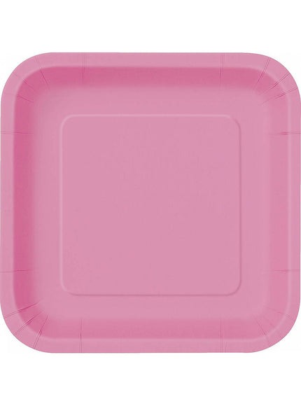 14 assiettes carrées roses (23 cm) - Gamme couleur unie