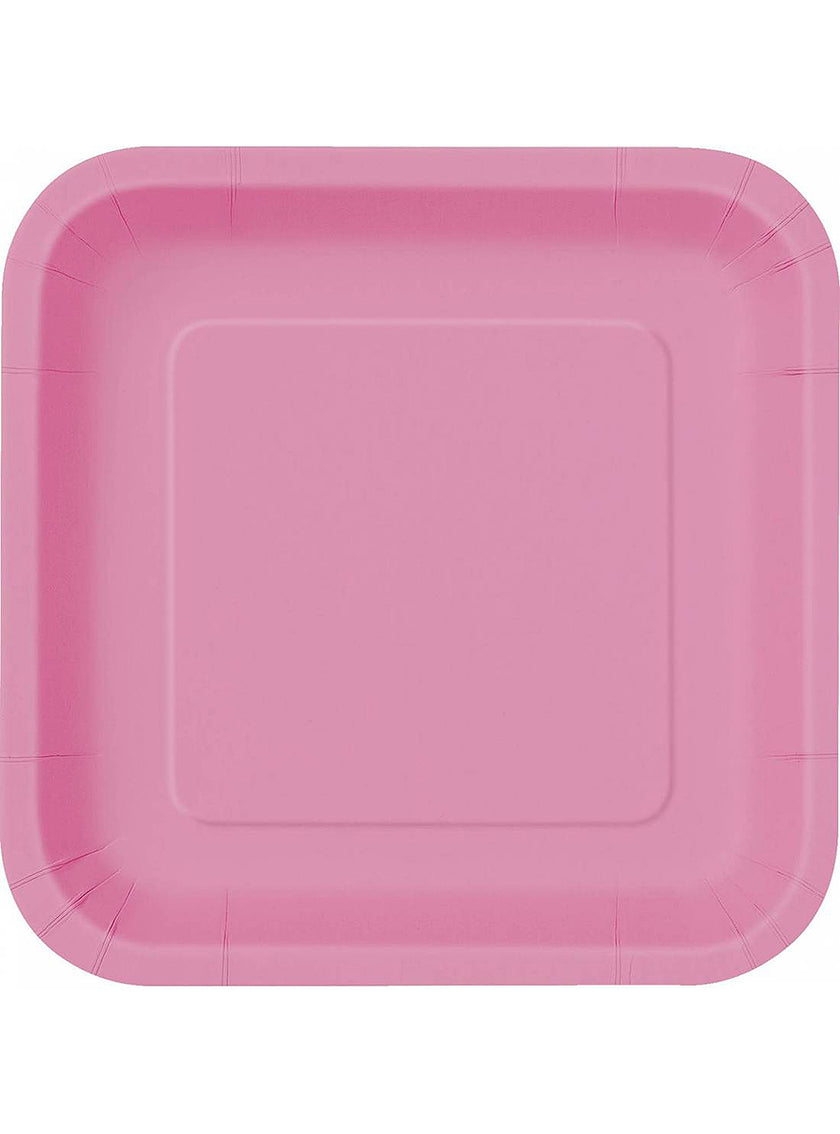14 assiettes carrées roses (23 cm) - Gamme couleur unie