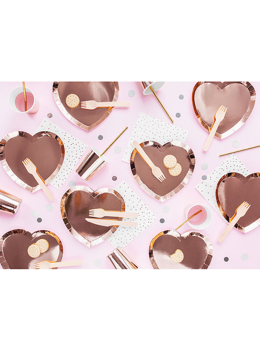 6 assiettes cœur rose gold (21x19cm)