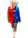 Déguisement Harley Quinn femme avec perruque et batte gonflable grande taille - Suicide Squad