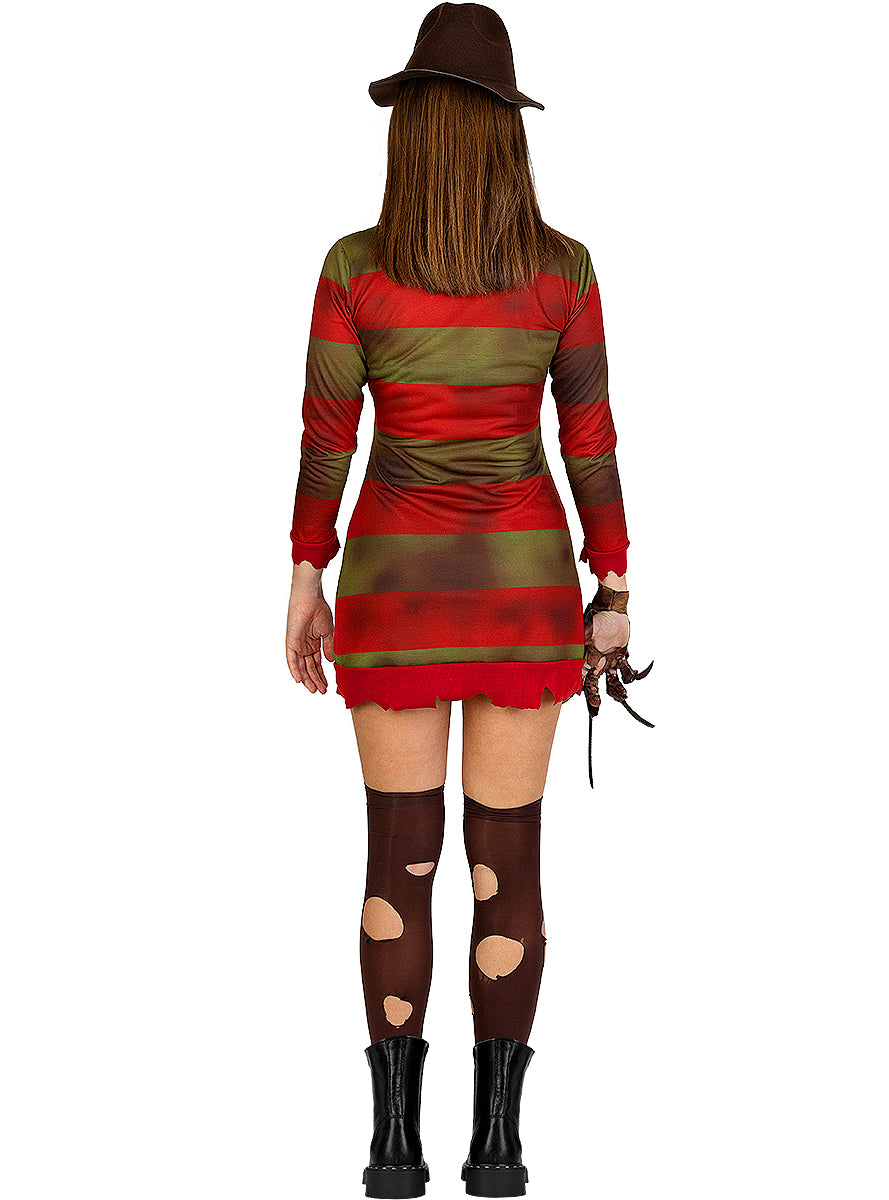 Déguisement Freddy Krueger femme avec chapeau - Les Griffes de la nuit