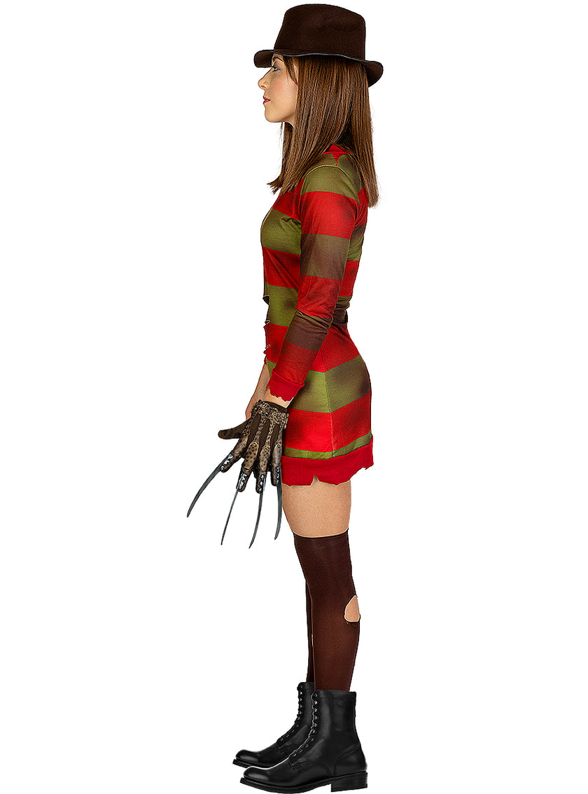 Déguisement Freddy Krueger femme avec chapeau grande taille - Les Griffes de la nuit