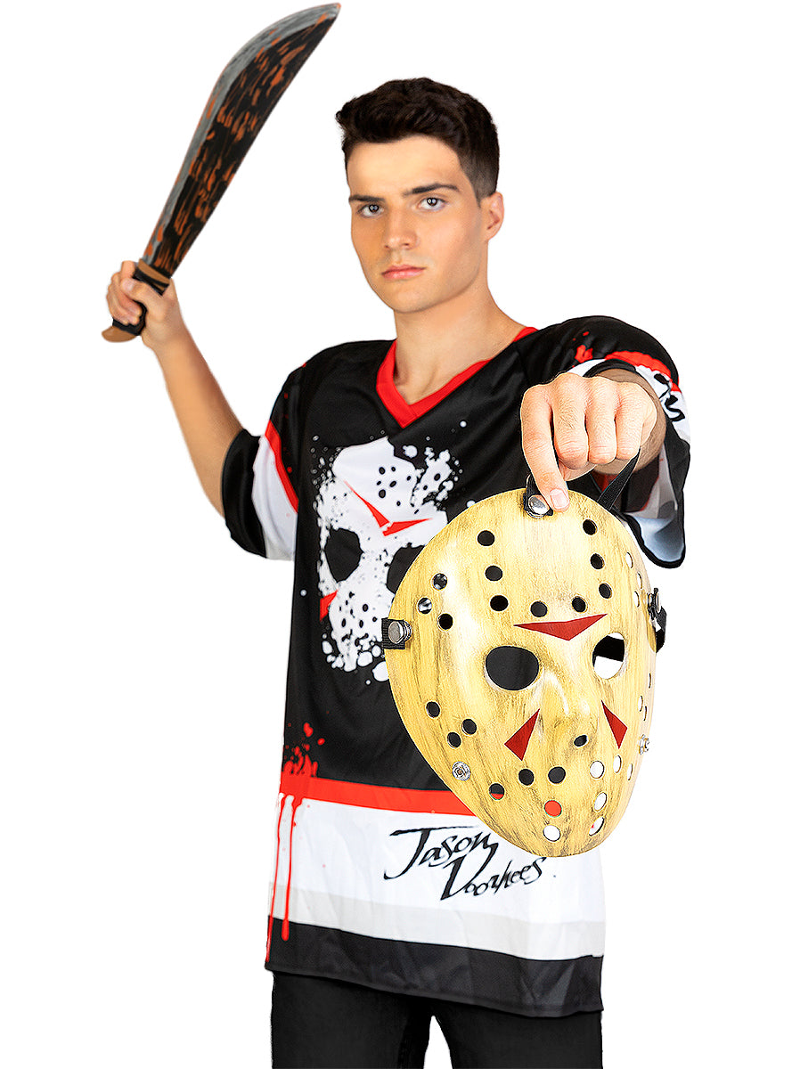 Déguisement de Jason Vendredi 13 hockey pour homme avec machette grande taile