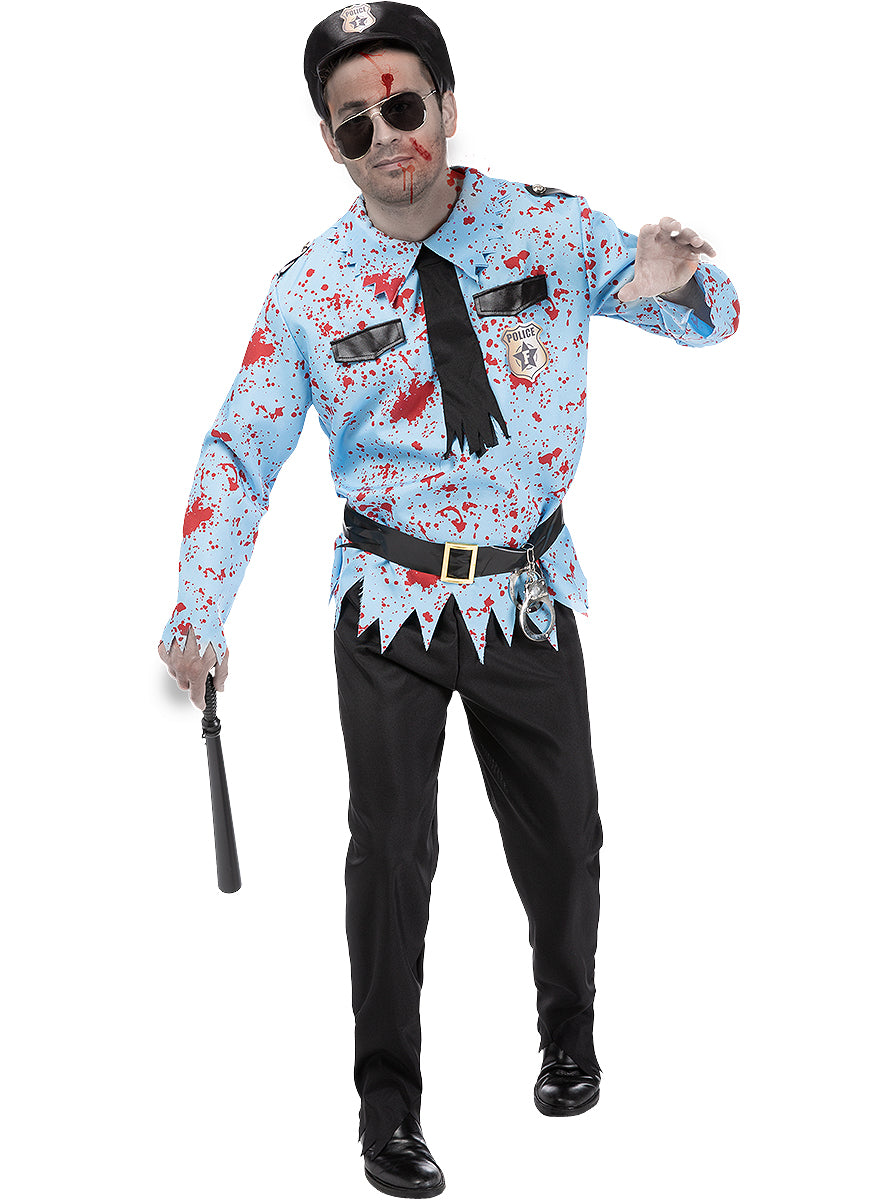 Déguisement policier zombie homme