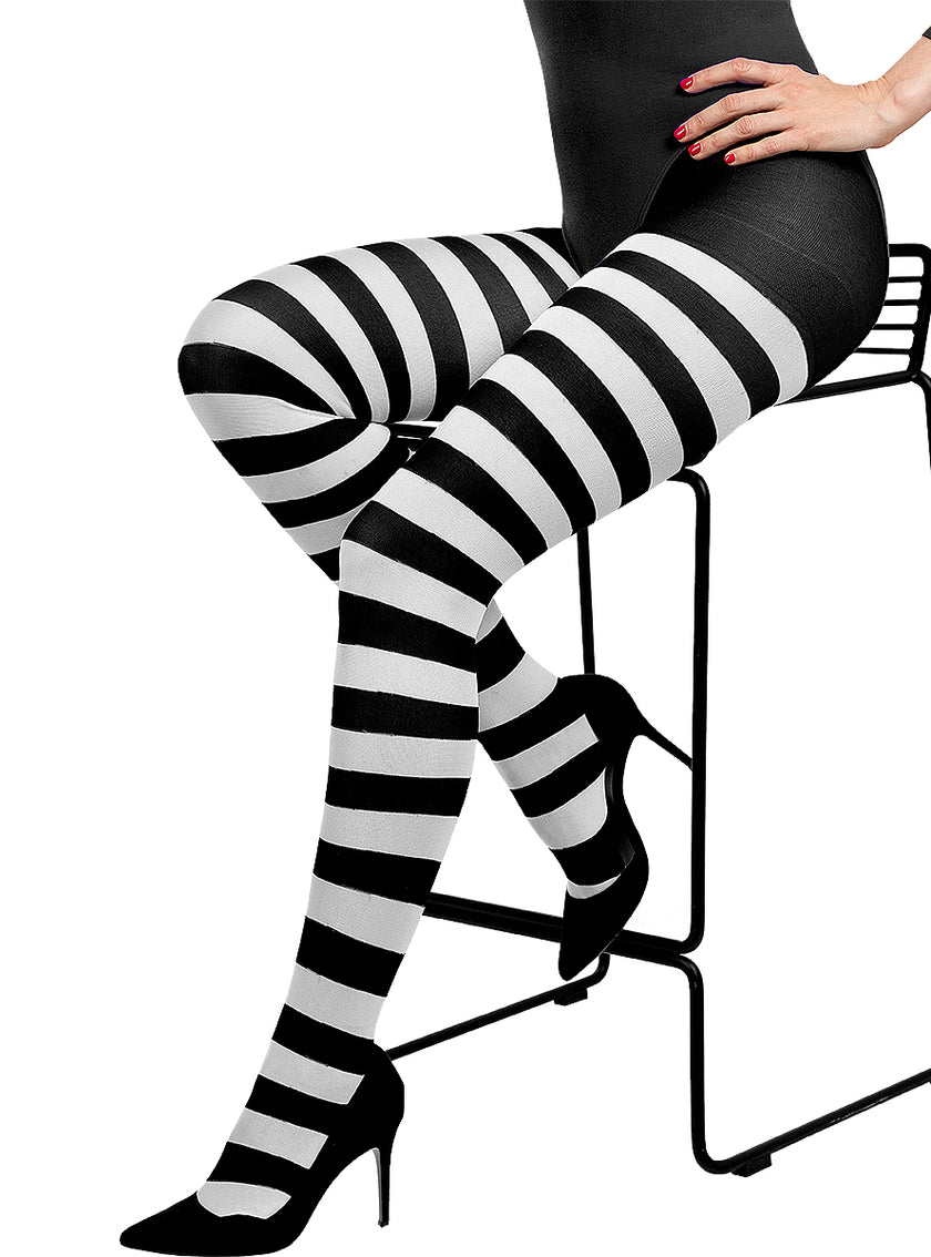 Collants noirs et blancs femme