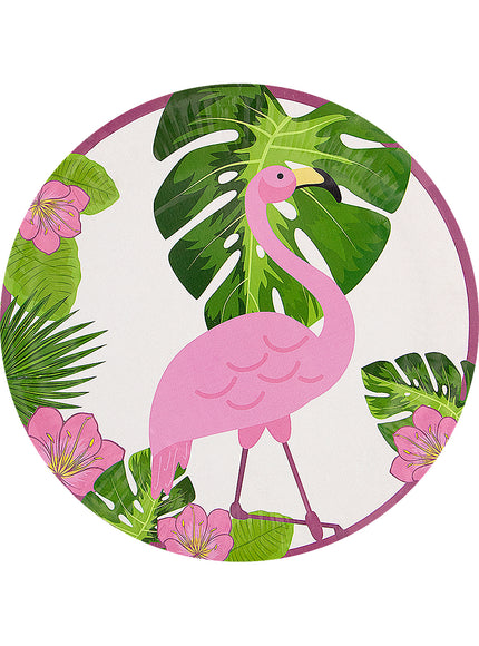 8 assiettes Flamant rose 23cm - Tropical flamingos