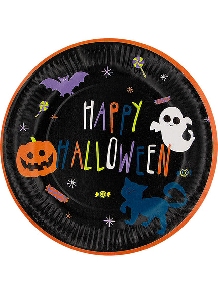 8 assiettes Halloween citrouille 23cm - Happy Halloween