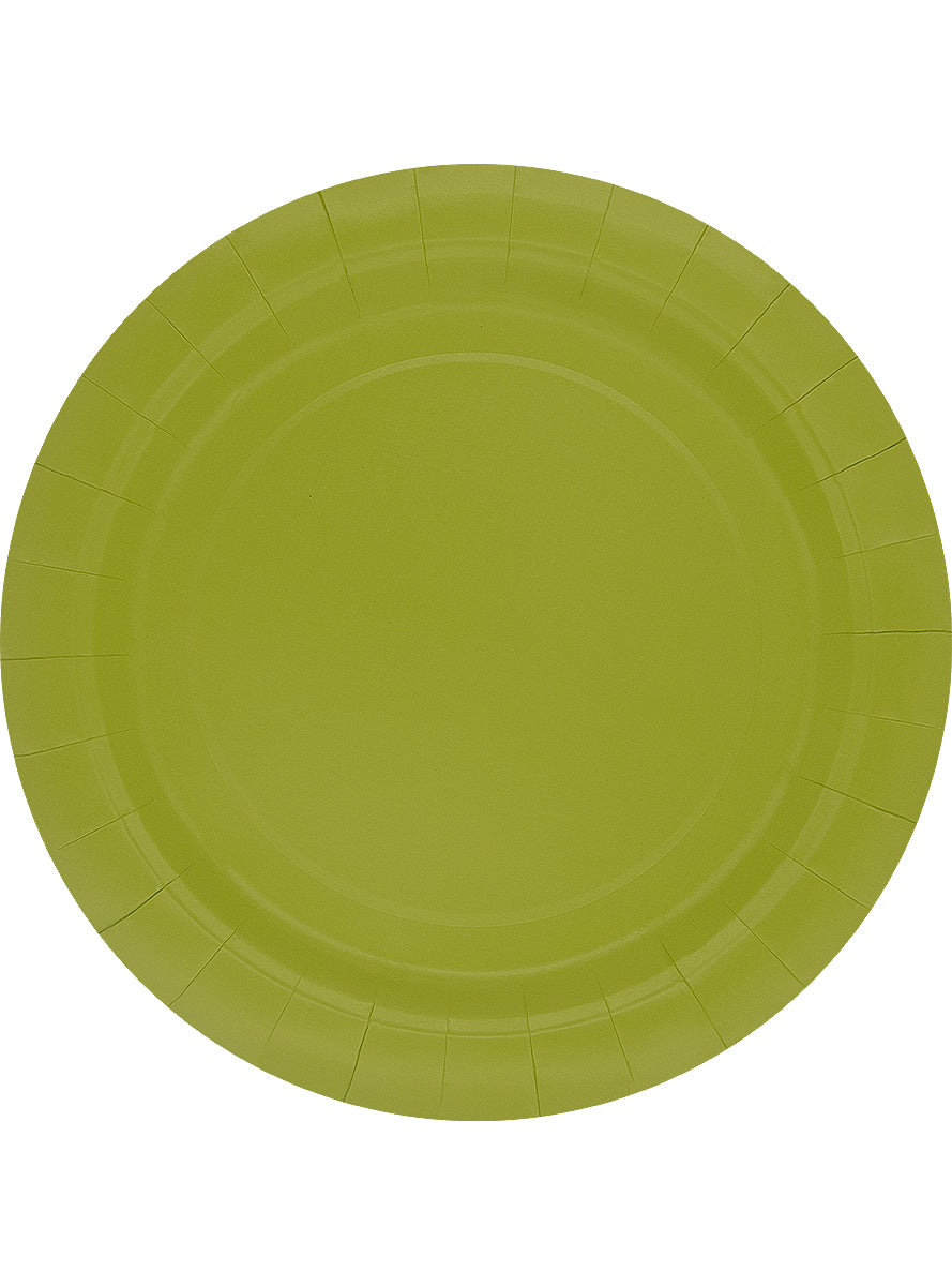 8 assiettes vert citron 23cm - Gamme couleur unie