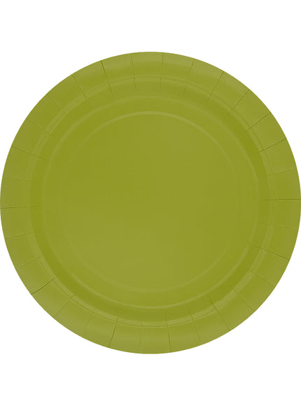 8 assiettes vert citron 23cm - Gamme couleur unie