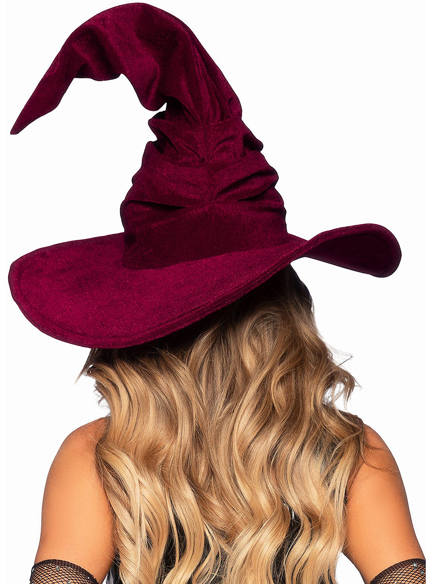 Chapeau de sorcière bordeaux en velours