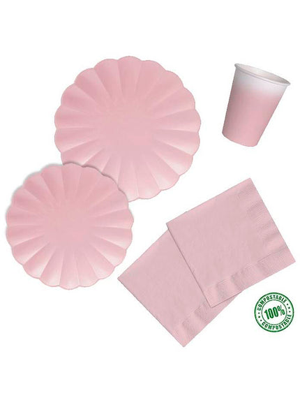 8 gobelets en forme de fleur rose
