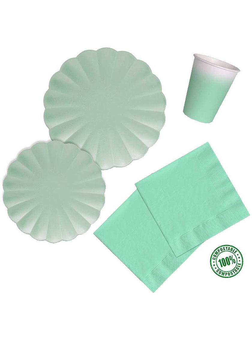 8 gobelets en forme de fleur vert menthe