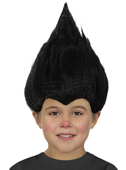 Perruque noire Trolls enfant