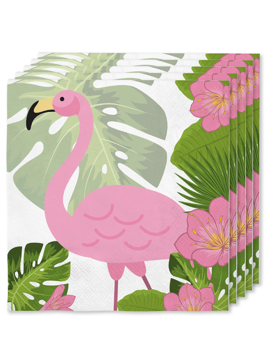 Kit décoration fête de flamencos 8 personnes - Tropical flamingos