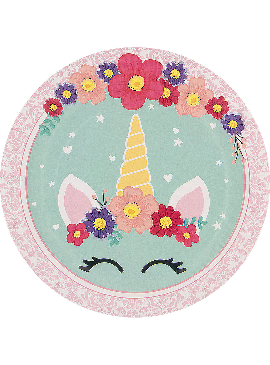 Kit décoration anniversaire licorne 8 personnes - Unicorn Flowers