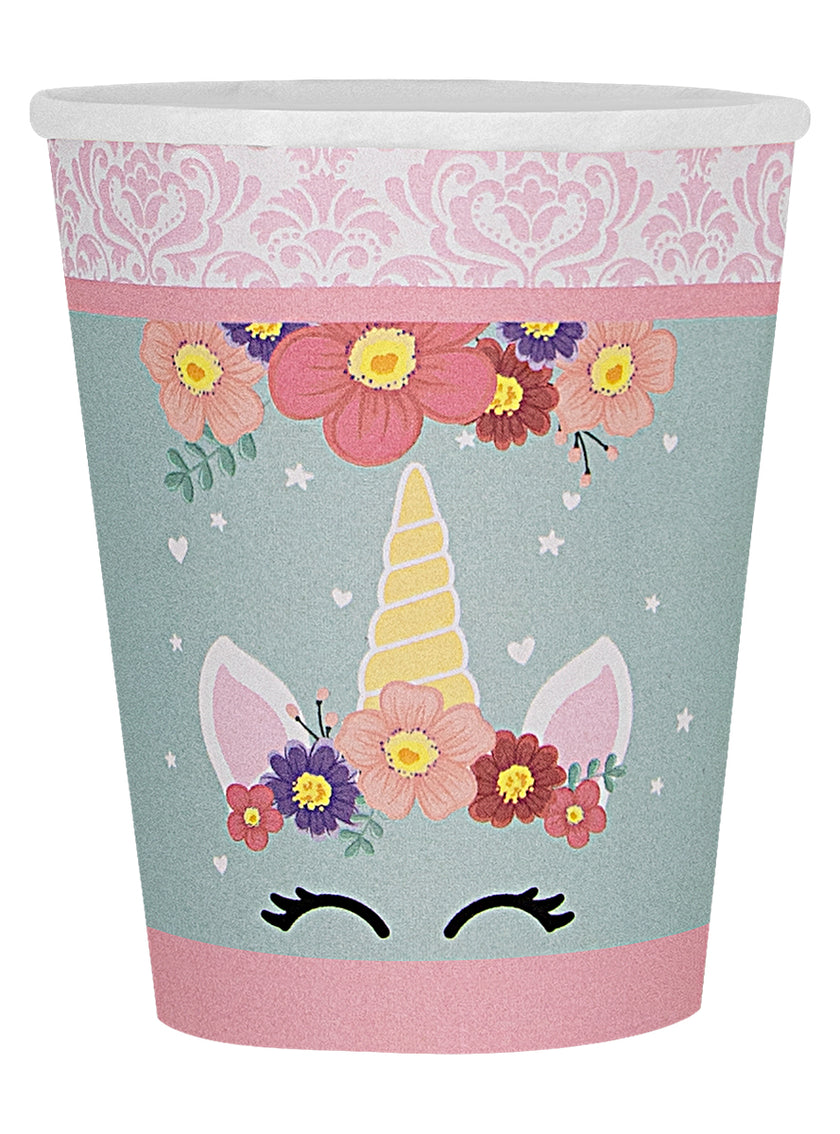 Kit décoration anniversaire licorne 8 personnes - Unicorn Flowers