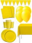 Kit décoration fête jaune Premium 8 personnes - Gamme couleur unie
