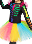 Déguisement squelette coloré fille