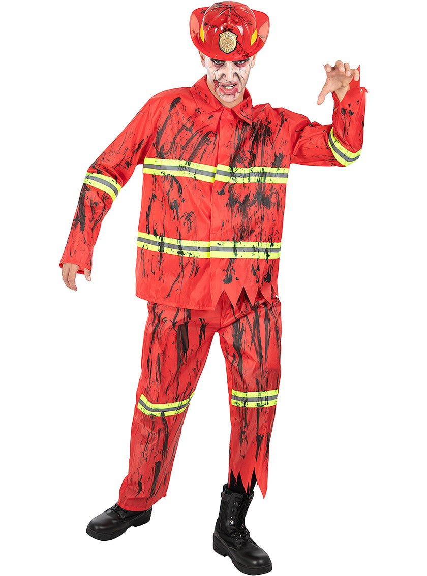 Déguisement pompier zombie homme grande taille