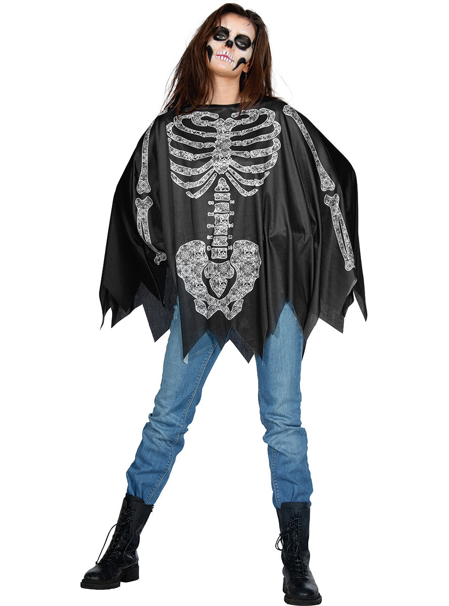 Poncho squelette adulte