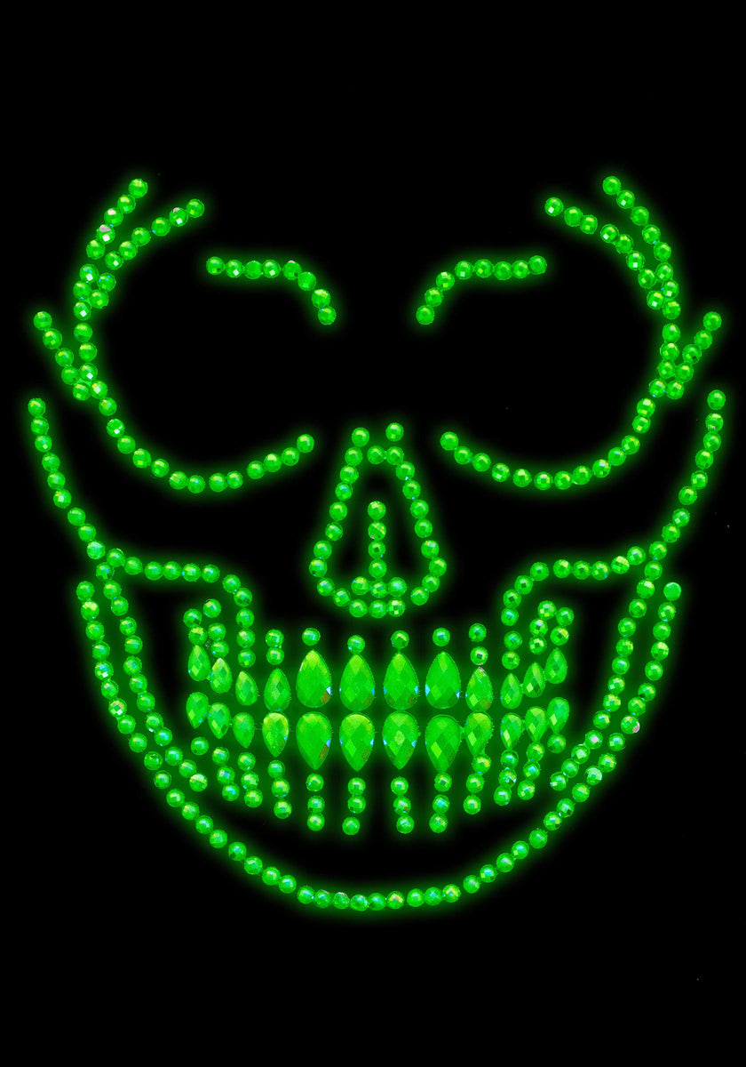 Bijoux autocollants visage squelette phosphorescents