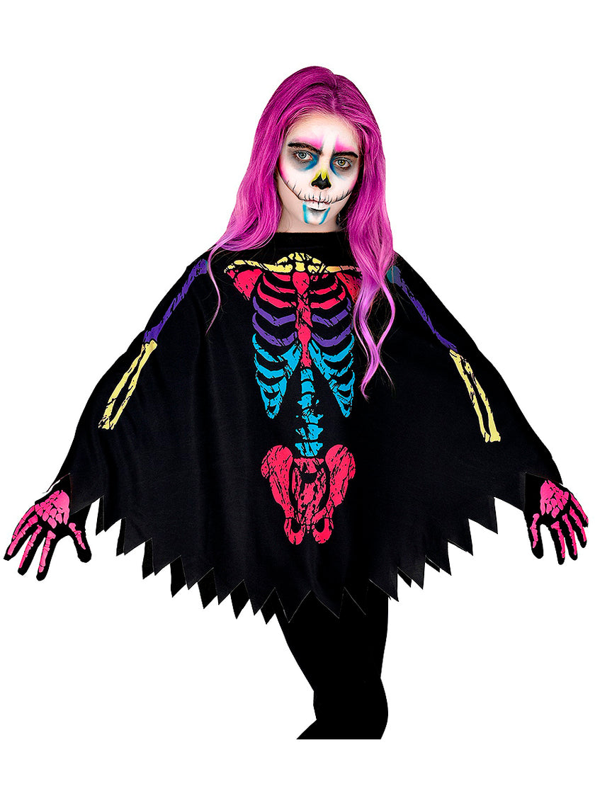 Poncho squelette coloré enfant