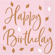 16 serviettes Happy Birthday rose gold (33x33 cm)