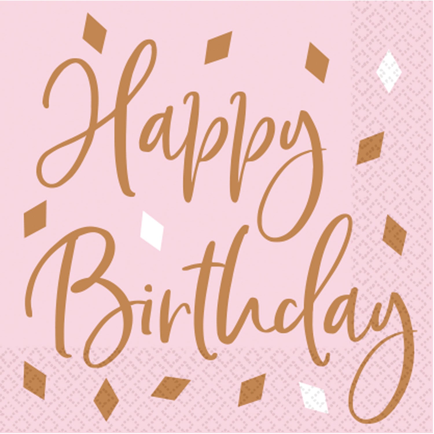 16 serviettes Happy Birthday rose gold (33x33 cm)