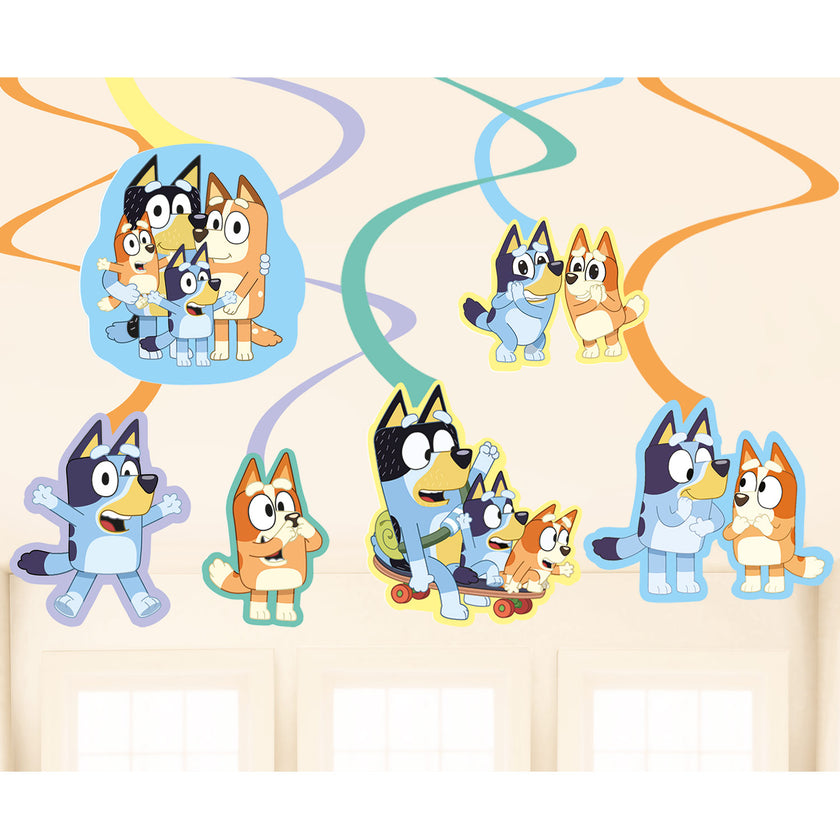 6 décorations à suspendre Bluey