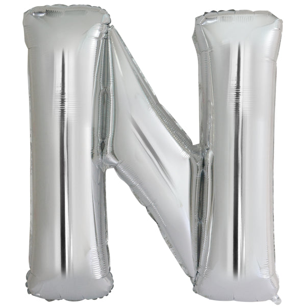 Ballon lettre N argenté (86 cm)