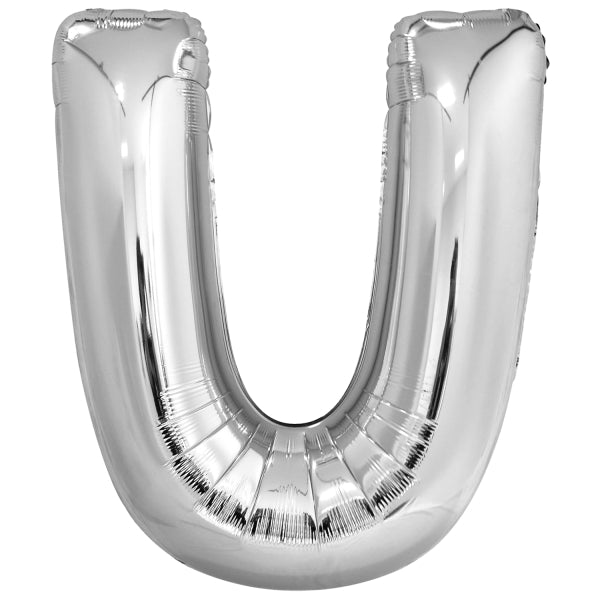 Ballon lettre U argenté (86 cm)