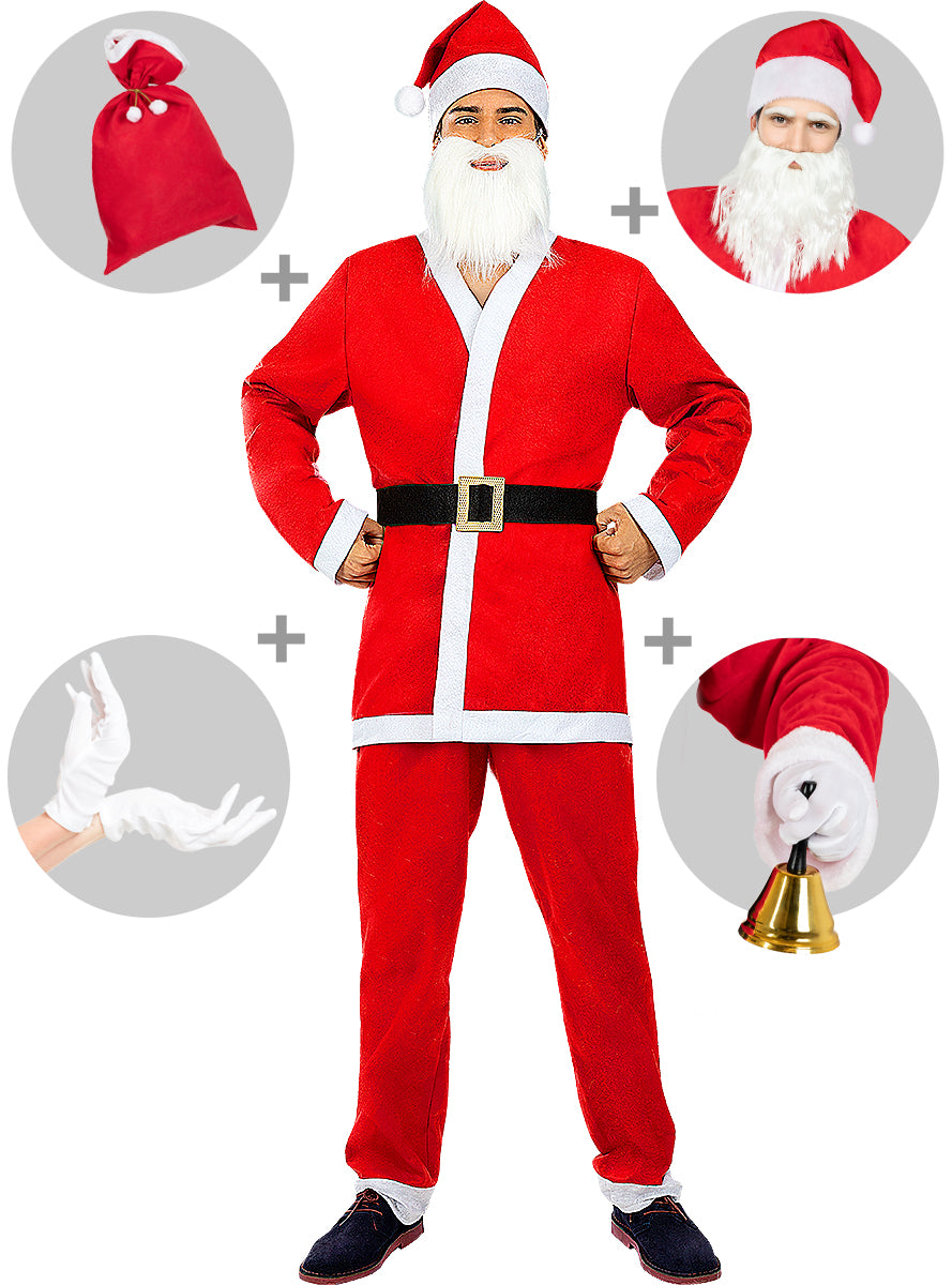 Déguisement de Pére Noël homme avec accessoires grande taille