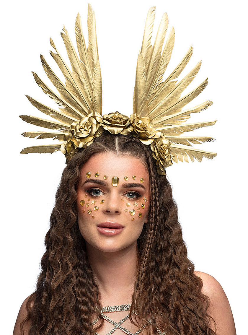 Bandeau de plumes dorées