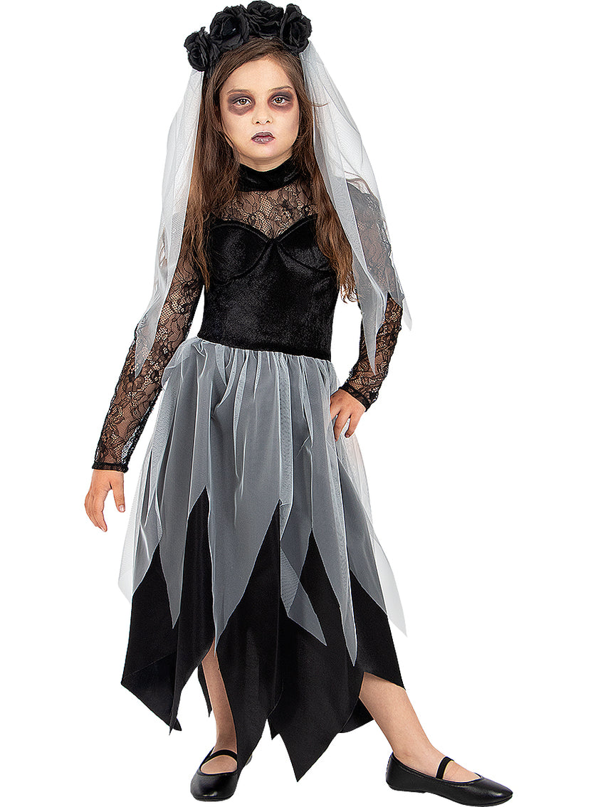 Déguisement de mariée fantôme avec bouquet pour fille