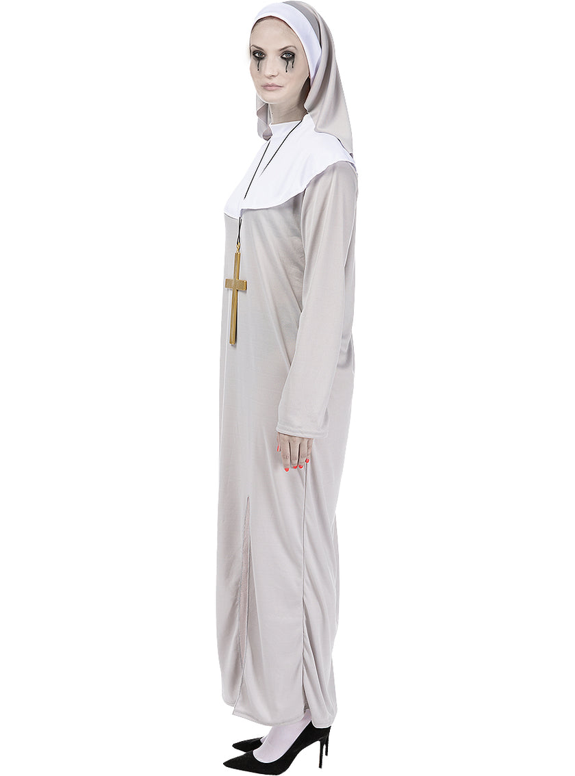 Déguisement de nonne zombie avec croix pour femme grande taille