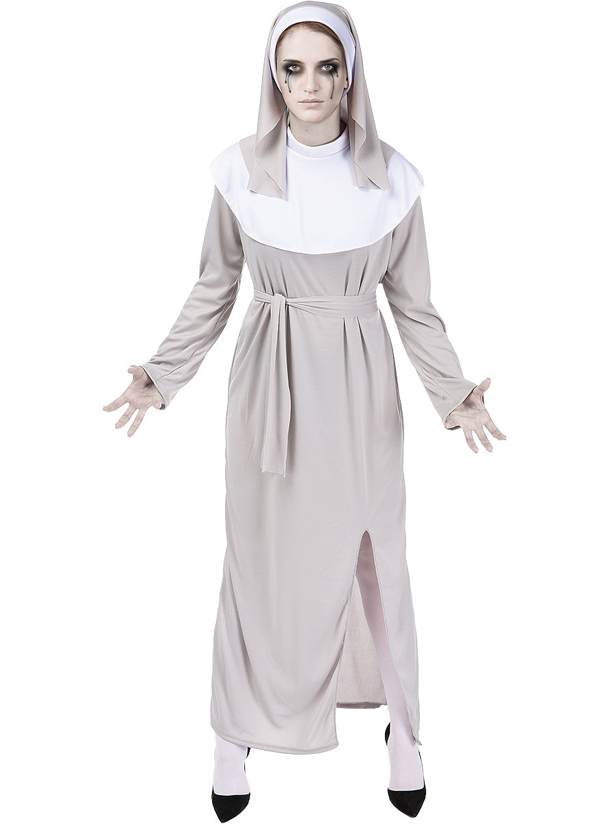Déguisement de nonne zombie avec croix pour femme grande taille