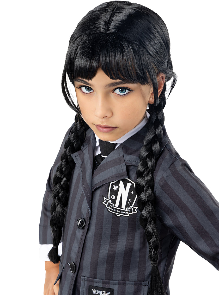 Déguisement uniforme Mercredi Addams avec perruque pour fille - Officiel Netflix