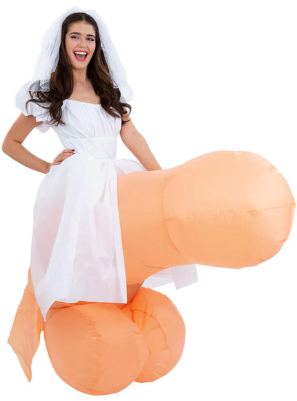 Déguisement de mariée avec pénis gonflable pour adulte