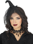 Diademe de sorcière avec voile pour femme