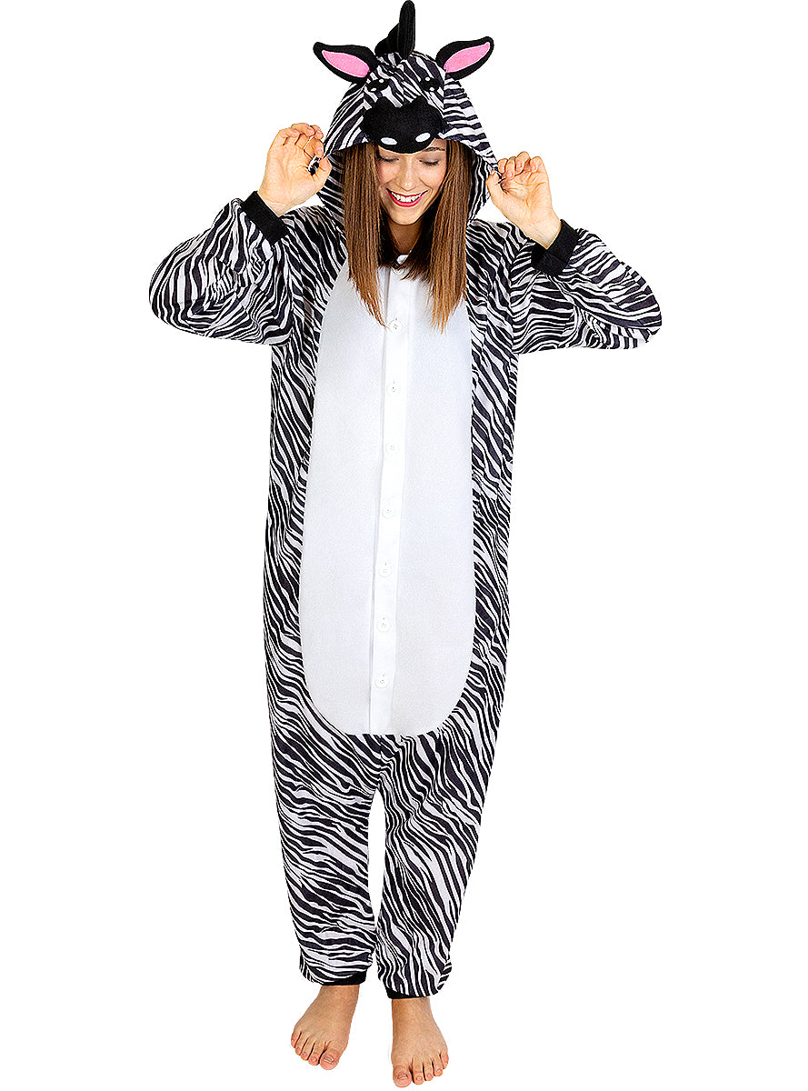 Déguisement onesie zèbre pour adulte taille grande