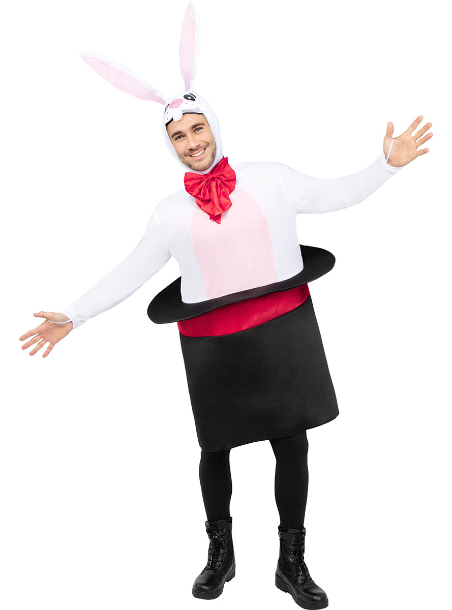 Déguisement de lapin dans son haut-de-forme pour adulte taille grande