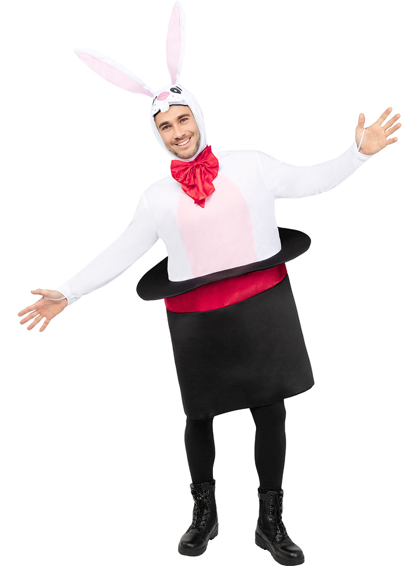 Déguisement de lapin dans son haut-de-forme pour adulte taille grande